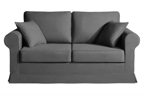 Canapé 2 Pl Colme 170 Cm Fixe Tissu Anthracite - 100% Déhoussable - Fab. France