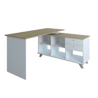 Bureau D'angle Marcus   Blanc Et Bois