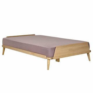 Pack Lit 2 Places Avec Matelas Karl   Bois Naturel 120x190 Cm