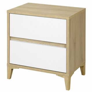 Chevet Avec 2 Tiroirs Kima   Chêne Et Blanc