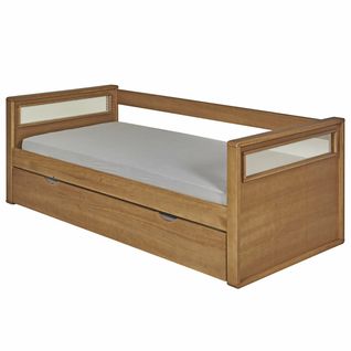 Pack Lit Banquette Gigogne Avec Matelas Cobi   Bois 90x200 Cm