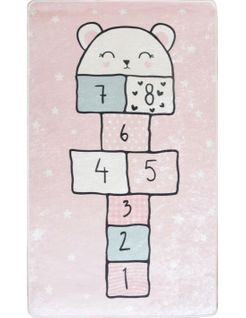 Tapis Enfant Marelle Etoile Rose - 80x150cm
