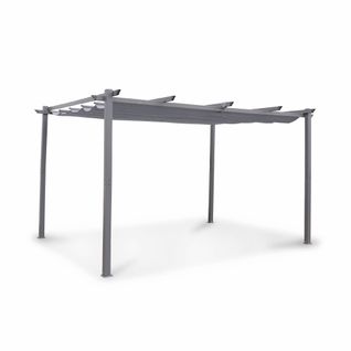 Pergola Aluminium - Isla 3x4m -  Toile Grise - Tonnelle Idéale Pour Votre Terrasse. Toit