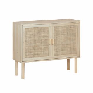 Buffet En Décor Bois Et Cannage - Camargue - 2 Portes. Buffet Bas. 80x30x68cm