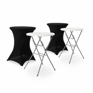 Lot De 2 Tables Hautes De Réception – Gala – Mange Debout. Pliables. Ø80 cm X 110 cm +  2 Housses