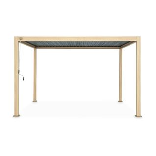Pergola Bioclimatique Coloris Bois Clair – Triomphe – 3x4m. Aluminium. à Lames Orientables