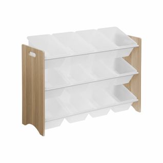 Meuble De Rangement Pour Enfant Avec 12 Casiers - Tobias - Mdf Décor Bois Naturel. L 84 X P 29.5 X