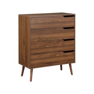 Commode Décor Bois De Noyer. 4 Tiroirs. Pieds En Pin Massif