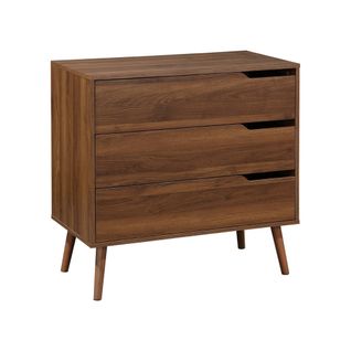 Commode Décor Bois De Noyer. 3 Tiroirs. Pieds En Pin Massif