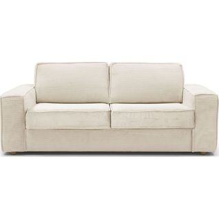 Canapé Convertible 3 Places En Velours Côtelé Beige - Ouverture Express - Dario