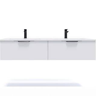 Meuble De Salle De Bain Double Vasque 140cm 2 Tiroirs Blanc - Soho