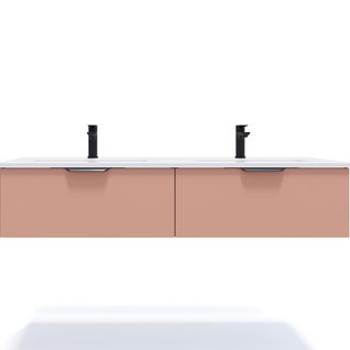 Meuble De Salle De Bain Double Vasque 140cm 2 Tiroirs Abricot - Soho