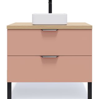 Meuble De Salle De Bain Vasque Posée 90cm 2 Tiroirs Abricot - Soho