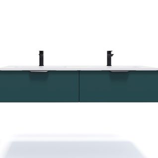 Meuble De Salle De Bain Double Vasque 140cm 2 Tiroirs Bleu - Soho