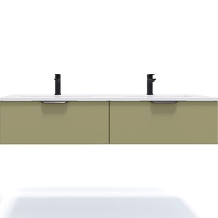 Meuble De Salle De Bain Double Vasque 140cm 2 Tiroirs Vert - Soho