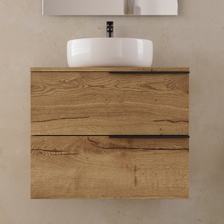 Meuble De Salle De Bain 60cm Avec Cuve - 2 Tiroirs - Sans Miroir - Roble (chêne Clair) - King