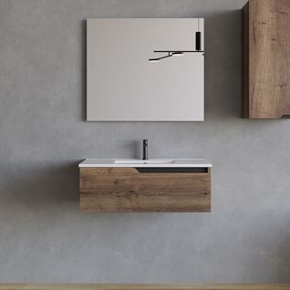 Meuble De Salle De Bain 80cm Avec Simple Vasque - 1 Tiroir - Tabaco (bois Foncé) - Cadix