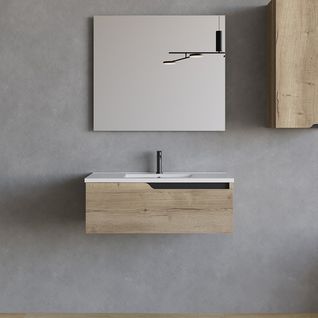 Meuble De Salle De Bain 80cm Avec Simple Vasque - 1 Tiroir - Miel (chêne Clair) - Cadix