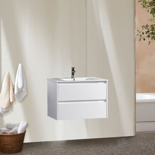 Meuble Avec Vasque 100 Cm Blanc Laqué Aquadoli