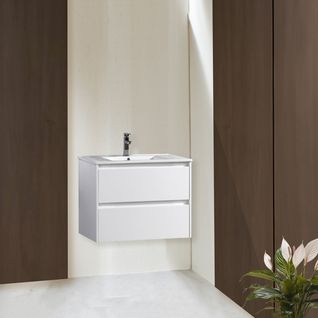 Meuble Avec Vasque 60 Cm Blanc Laqué Aquadoli