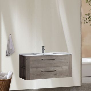 Meuble Avec Vasque 120 Cm Chêne Brun Aquanoma