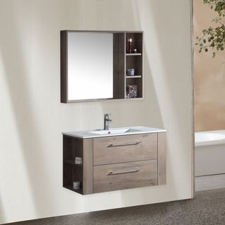 Ensemble Meuble Salle De Bain 80 Cm Chêne Brun Aquanoma