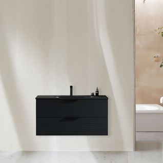Meuble Vasque Encastrée 120 Cm Noir Aqualinea