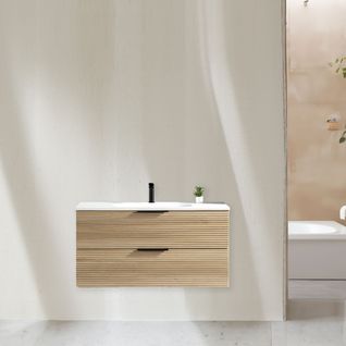 Meuble Vasque Encastrée 120 Cm Chêne Clair Aqualinea