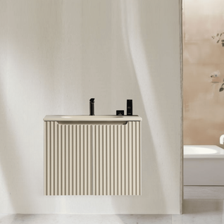 Meuble De Salle De Bain Avec Vasque 80 Cm Amande Aquavenus