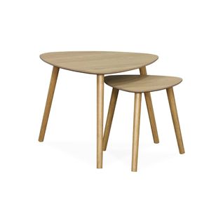 Lot De 2 Tables Gigognes Style Scandinave En Mdf Décor Bois Coloris Naturel