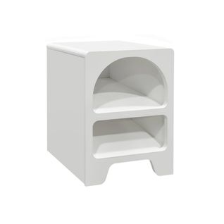 Table De Chevet Organique Effet Bois Blanc. Plusieurs Niches 2 Compartiments De Rangement