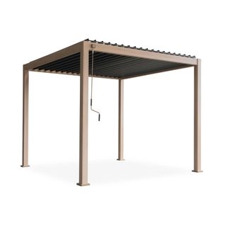 Pergola Bioclimatique Aluminium Coloris Bois Triomphe 3x3 M Lames Orientables