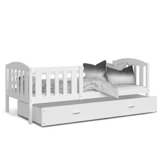 Lit Enfant Luna 90x190 Cm - 1 Matelas , 1 Sommier Et Tiroir Inclus Blanc