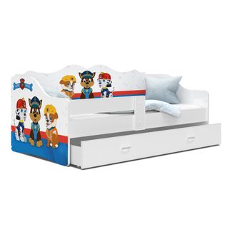 Lit Enfant Banquette Pat Patrouille  80x160 Avec Sommier , Matelas Et Tiroir Blanc