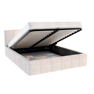 Lit Coffre Atlanta 120 X 200 Cm Avec Sommier à Lattes Relevable Beige