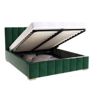 Lit Coffre Austin 120 X 200 Cm Avec Sommier à Lattes Relevable Vert