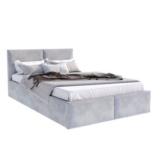 Lit Coffre Tulum 120 X 200 Cm Avec Sommier à Lattes Relevable Gris Clair