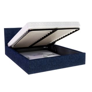 Lit Coffre Tolsa 140 X 190 Cm Avec Sommier à Lattes Relevable Bleu Marine