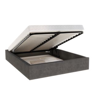 Lit Coffre Orlane 120 X 200 Cm Avec Sommier à Lattes Relevable Gris Foncé