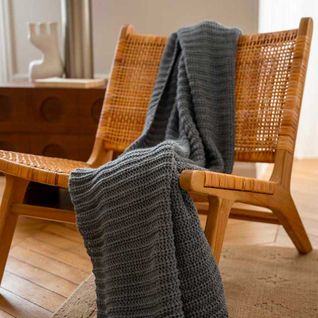 Plaid Coton 130x170cm - Gris Anthracite - Grenelle