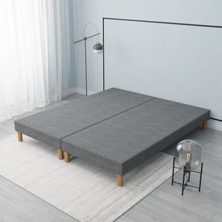 Sommier Tapissier Gris 180x200 (2x90x200) + Jeu De Pied . Fabrication Francaise.