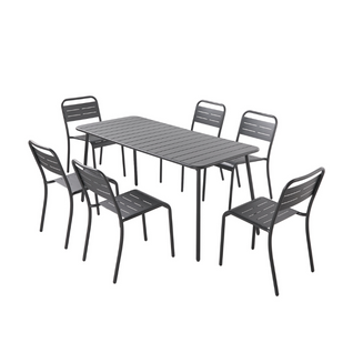 Bergame -ensemble Table Et Chaises 6 Personnes Gris Foncé
