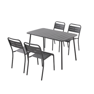 Bergame - Ensemble Table Et Chaises Gris Foncé 4/6 Places