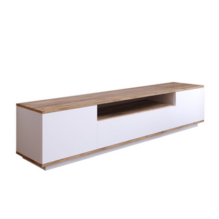 Tyro - Meuble TV Blanc Et Bois 180cm