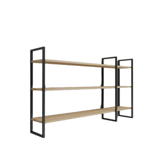 Vitro - Étagère Murale Design En Métal - 3 Rangements - Bois Et Noir
