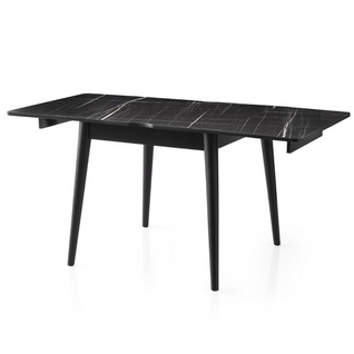 Table à Manger Extensible Marbre Noir 80 Cm Kavala