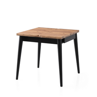 Pallini - Table à Manger Extensible 4 Personnes Style Industriel Bois Et Noir 80 Cm