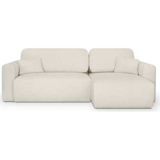 Canapé D'angle Réversible Convertible 4 Places Avec Coffre En Tissu Écru - Davis