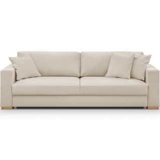 Canapé Convertible 3 Places En Tissu Chenille Beige - Robin