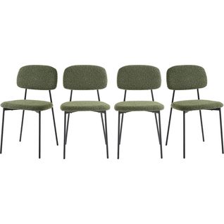 Lot De 4 Chaises En Tissu Bouclé Vert Kaki - Lorie